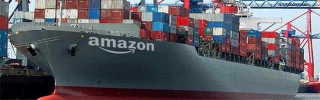 An enormous Amazon ocean shipping liner, part of the company’s drive to cut out middle-men An enormous Amazon ocean shipping liner, part of the company’s drive to cut out middle-men